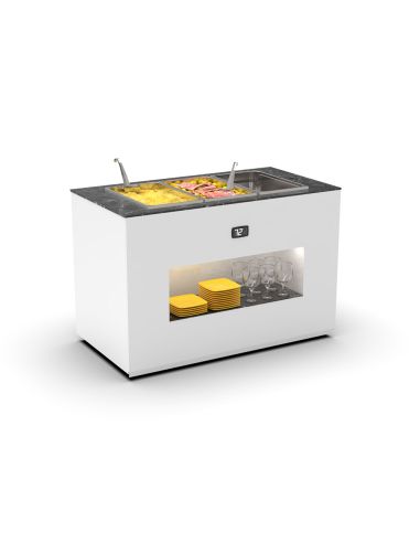 Buffet chaud Bain Marie 3 bacs GN 1/1 Profondeur 150Sayl - BUB150