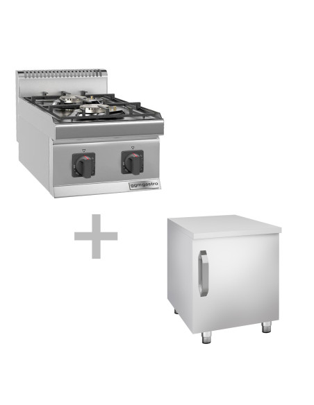 Cuisinière à gaz - 7 kW - 2 brûleurs - incl. soubassement avec 1 porte | GGM -GHK46-E-UBK46-E