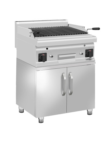 Grill à gaz en pierre de lave - 10,6 kW - Grille inclinable - Grille incluse base avec 2 portes | GGM -GLGK66-E-UBK66-E