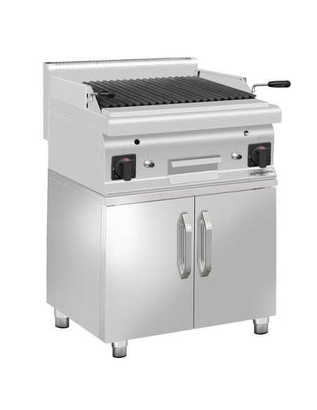 Grill à gaz en pierre de lave - 10,6 kW - Grille inclinable - Grille incluse base avec 2 portes | GGM -GLGK66-E-UBK66-E