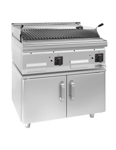 Grill à gaz à pierre de lave - 14 kW - Grille inclinable - Soubassement avec 2 portes incl. | GGM -GLGK800-E-UBK800-E