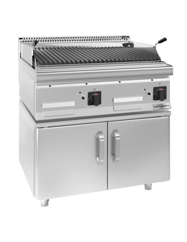Grill à gaz à pierre de lave - 14 kW - Grille inclinable - Soubassement avec 2 portes incl. | GGM -GLGK800-E-UBK800-E
