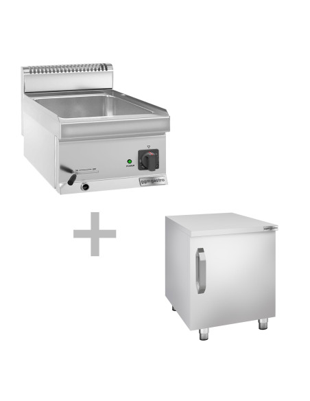 Bain-marie électrique - 1,2 kW - 1x GN 1/3 & GN 1x 1/2 - incl. soubassement avec 1 porte | GGM -BMK46-E-UBK46-E