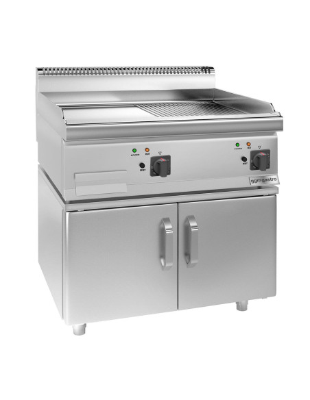 Plaque de cuisson électrique - 9 kW - Lisse & Rainurée- avec sous-structure à 2 portes | GGM -EBGK66-E-UBK66-E