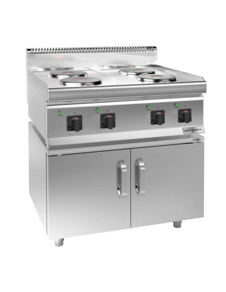 Cuisinière électrique - 9,2 kW - 4 plaques rondes - incl. soubassement avec 2 portes | GGM -EHK800-E-UBK800-E