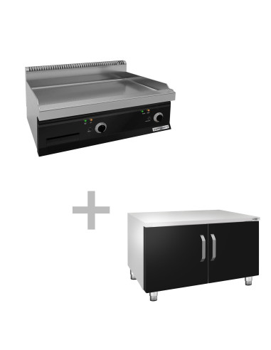 Plaque de cuisson électrique - 7,1 kW - Lisse - Incluant un socle avec 2 portes | GGM -EGK873M-GK866T