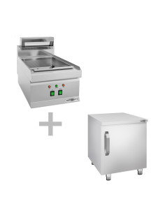 Chauffe-frites - 1,2 kW - 1x GN 1/1 - incl. soubassement avec 1 porte | GGM -FWK400-EN-UBK400-E
