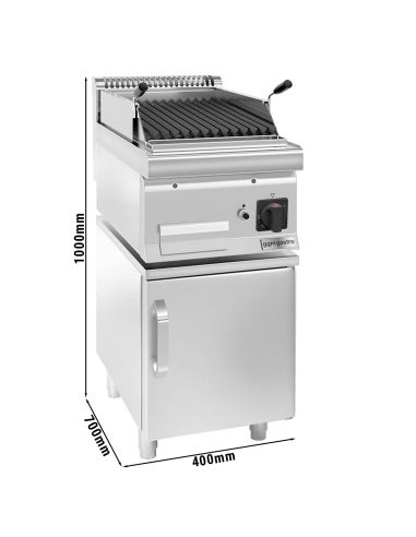 Grill à gaz en pierre de lave- Grille inclinable - Soubassement avec 1 porte inclus- Mario 700 | GGM -GLGK400-E-UBK400-E