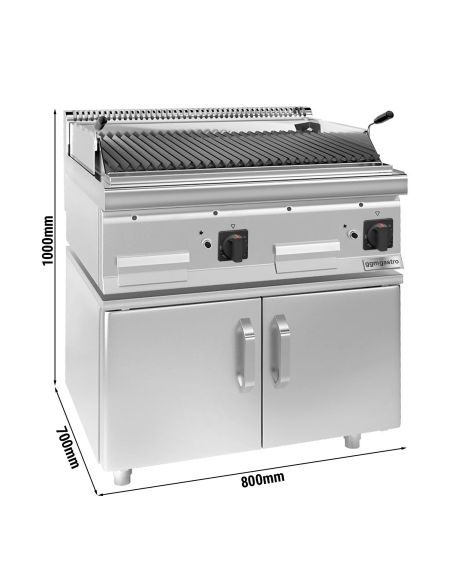Grill à gaz à pierre de lave - 14 kW - Grille inclinable - Soubassement avec 2 portes - Mario 700 | GGM -GLGK800-E-UBK800-E