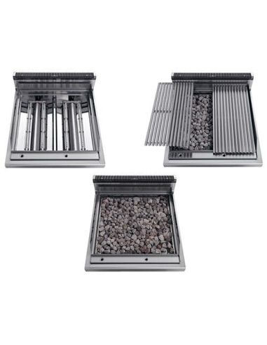 Grill à gaz à pierre de lave - 14 kW - Grille inclinable - Soubassement avec 2 portes incl.- Mario 700 | GGM -GLK873C-GK866T
