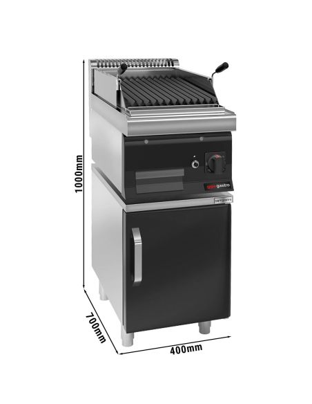 Grill à gaz en pierre de lave - 7 kW - Grille inclinable - Soubassement avec 1 porte inclus- Mario 700 | GGM -GLK473C-GK466T