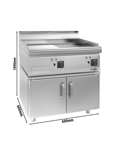 Plaque de cuisson électrique - 9 kW - Lisse & Rainurée- avec sous-structure à 2 portes- Mario 600 | GGM -EBGK66-E-UBK66-E