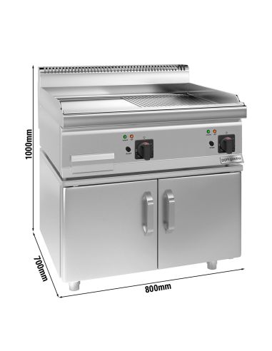 Plaque de cuisson électrique - 7,1 kW - Lisse et rainurée - avec sous-structure à 2 portes- Mario 700 |GGM -EBGK800-E-UBK800-E