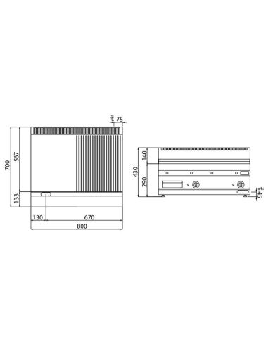 Plaque de cuisson électrique - 7,1 kW - Lisse et rainurée- Mario 700 | GGM -EGK873MGG