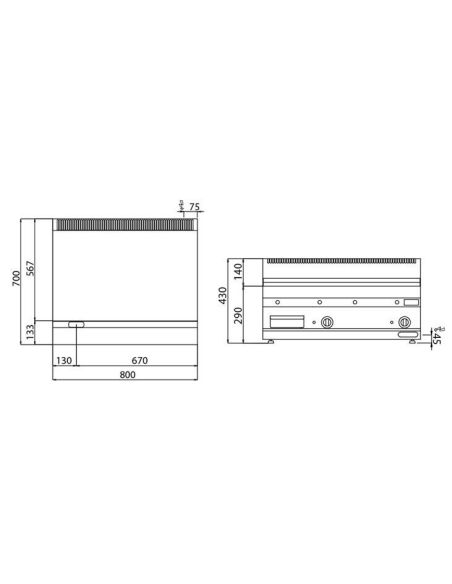 Plaque de cuisson électrique - 7,1 kW - Lisse - Incluant un socle avec 2 portes- Mario 700 | GGM -EBK800-E-UBK800-E