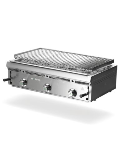 Grill pierre de lave à gaz avec grille acier inox 900 x 550 mm | Mainho PBI90