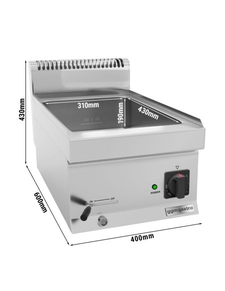 Bain-marie électrique - 1,2 kW - 1x GN 1/3 & GN 1x 1/2- Mario 600 | GGM -BMK46-E