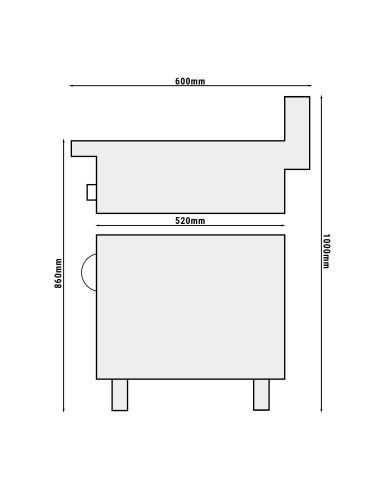 Cuisinière à gaz - 7 kW - 2 brûleurs - incl. soubassement avec 1 porte- Mario 600 | GGM -GHK46-E-UBK46-E