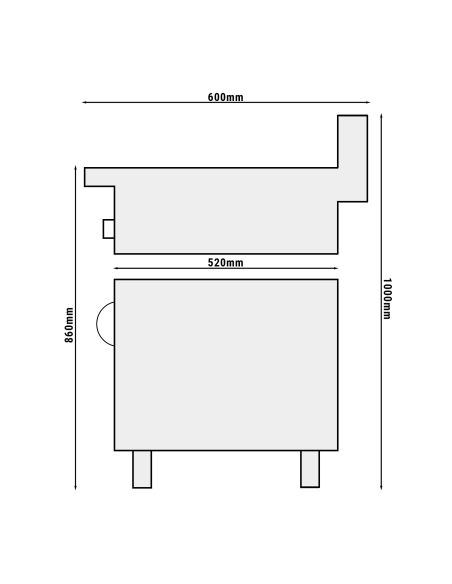 Cuisinière à gaz - 7 kW - 2 brûleurs - incl. soubassement avec 1 porte- Mario 600 | GGM -GHK46-E-UBK46-E