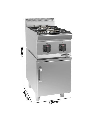Cuisinière à gaz - 7 kW - 2 brûleurs - incl. soubassement avec 1 porte- Mario 600 | GGM -GHK46-E-UBK46-E