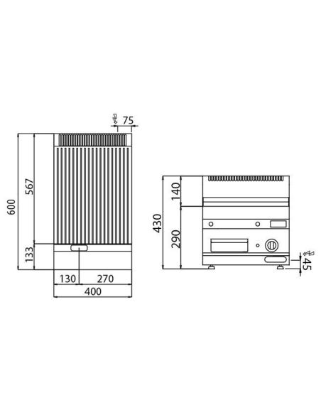 Plaque de cuisson électrique - 4,5 kW - Rainurée- Mario 600 | GGM -EBGK46-E