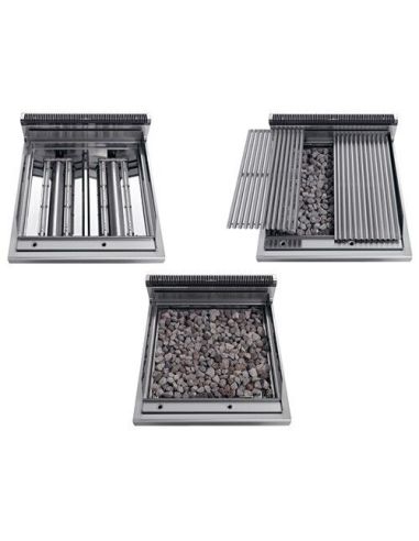 Grill à gaz en pierre de lave - 10,6 kW - Grille inclinable -avec 2 portes- Mario 600 | GGM -GLGK66-E-UBK66-E
