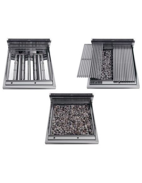 Grill à gaz en pierre de lave - 10,6 kW - Grille inclinable -avec 2 portes- Mario 600 | GGM -GLGK66-E-UBK66-E