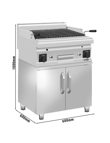 Grill à gaz en pierre de lave - 10,6 kW - Grille inclinable -avec 2 portes- Mario 600 | GGM -GLGK66-E-UBK66-E