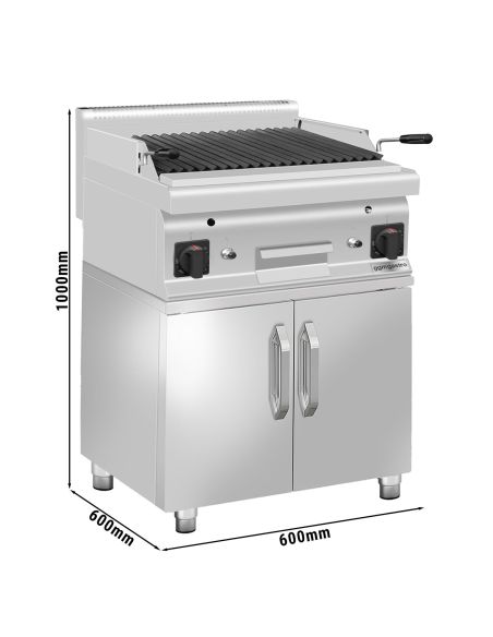 Grill à gaz en pierre de lave - 10,6 kW - Grille inclinable -avec 2 portes- Mario 600 | GGM -GLGK66-E-UBK66-E