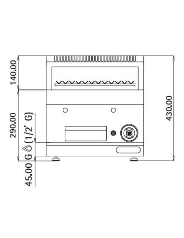 Grill à gaz à pierre de lave - 5,5 kW - Grille inclinable - Soubassement avec 1 porte inclus- Mario 600 |GGM -GLGK46-E-UBK46-E