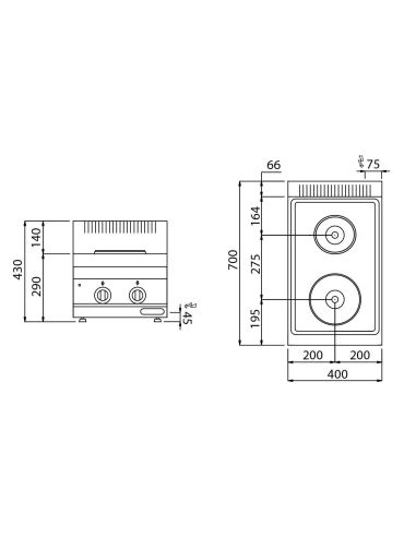 Cuisinière électrique - 4,6 kW - 2 plaques rondes- Mario 700 | GGM -EHK473E