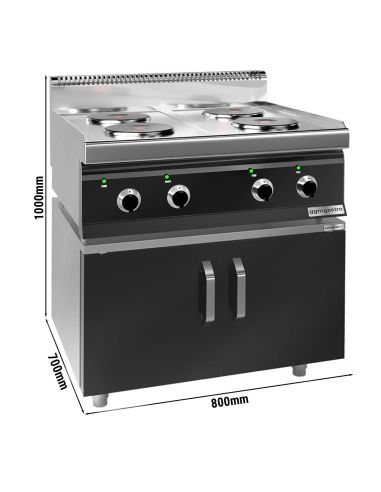 Cuisinière électrique - 9,2 kW - 4 plaques rondes - incl. soubassement avec 2 portes- Mario 700 | GGM -EHK873E-GK866T
