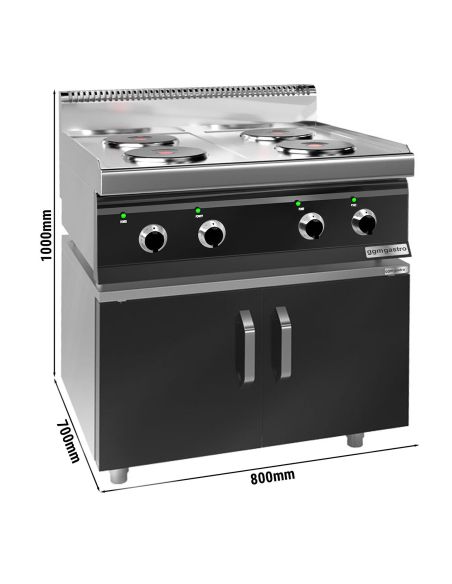 Cuisinière électrique - 9,2 kW - 4 plaques rondes - incl. soubassement avec 2 portes- Mario 700 | GGM -EHK873E-GK866T