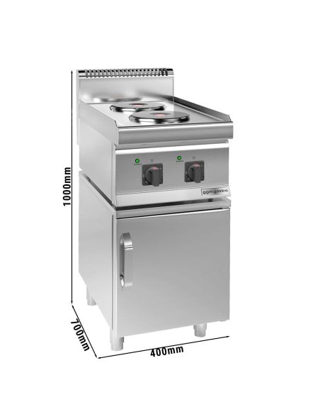 Cuisinière électrique - 4,6 kW - 2 plaques rondes - incl. soubassement avec 1 porte- Mario 700 | GGM -EHK400-E-UBK400-E