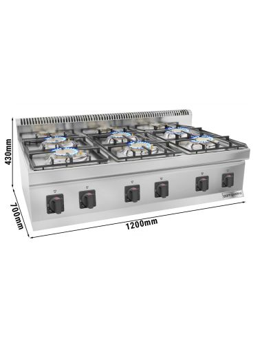 Cuisinière à gaz - 36 kW - 6 brûleurs- Mario 700 | GGM -GHK1200-E