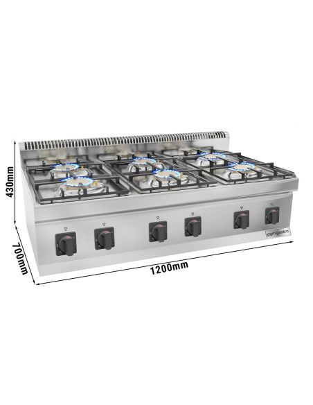 Cuisinière à gaz - 36 kW - 6 brûleurs- Mario 700 | GGM -GHK1200-E