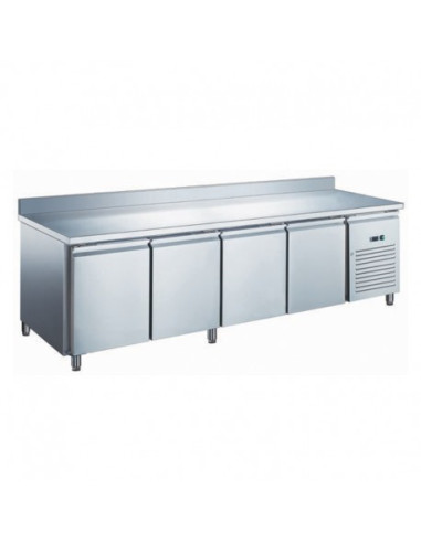 Table réfrigérée inox positive avec évaporateur ventilé - 4 portes - 553 litres - Avec dosseret - GN4201X