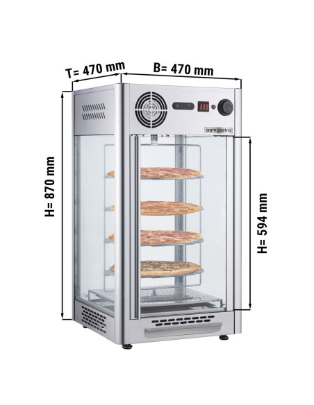 Vitrine chaude rotative - 4 niveaux - 470 mm | GGM