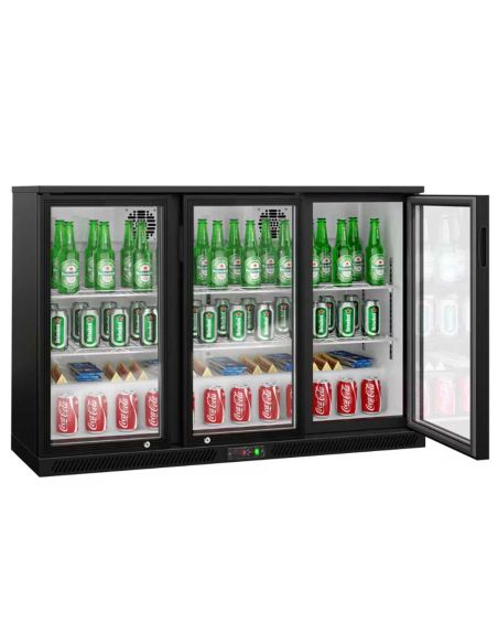 Arrière-bar réfrigéré 3 portes battantes vitrées - 320 litres | BKTG3SN
