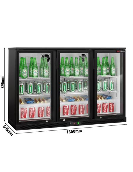 Arrière-bar réfrigéré 3 portes battantes vitrées - 320 litres | BKTG3SN