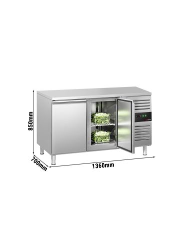 Table réfrigérée professionnelle 2 portes - Froid ventilé | GGM - KTS147ND
