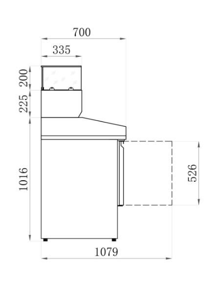 Table de préparation pizza 3 portes GN1/1 granit et vitrine GN 1/4 | Afi - AAPS903PZ