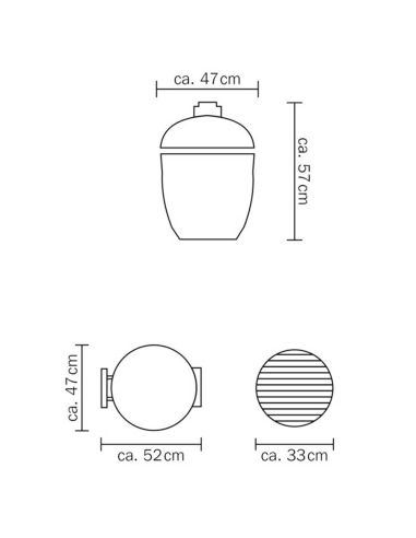 Barbecue Kamado Monolith Junior Pro 2.0 avec chariot - dimensions