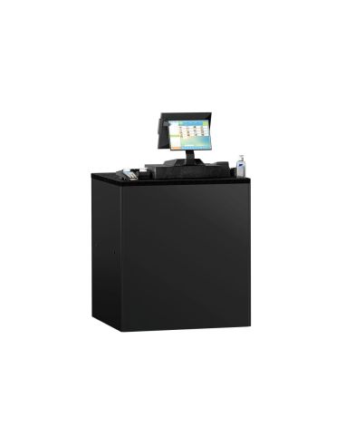Comptoir-caisse MADRID - 800 mm - Plateau de travail en marbre noir - Noir mat