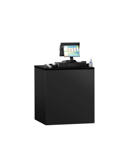 Comptoir-caisse MADRID - 800 mm - Plateau de travail en marbre noir - Noir mat