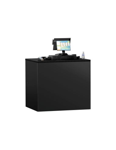 Comptoir-caisse MADRID - 1000 mm - Plateau de travail en marbre noir - Noir mat | GGM