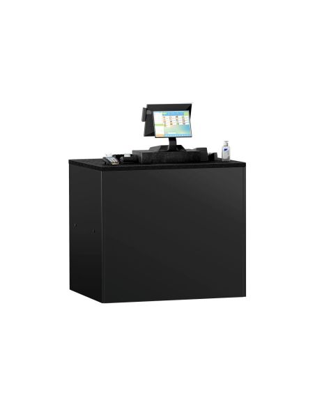 Comptoir-caisse MADRID - 1000 mm - Plateau de travail en marbre noir - Noir mat | GGM