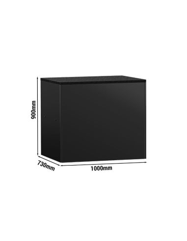 Comptoir-caisse MADRID - 1000 mm - Plateau de travail en marbre noir - Noir mat | GGM
