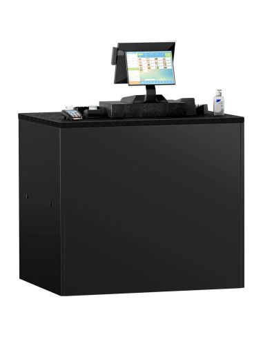 Comptoir-caisse MADRID - 1000 mm - Plateau de travail en marbre noir - Noir mat | GGM