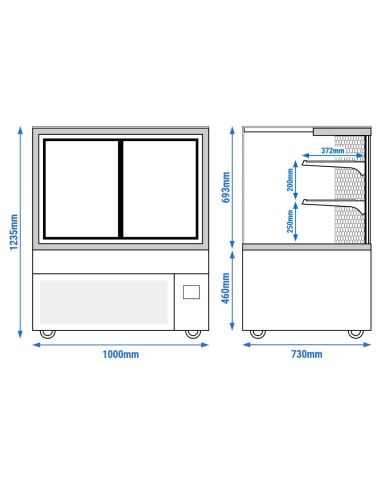 Vitrine réfrigérée pour boucherie MADRID - 1000 mm - 2 étagères | GGM